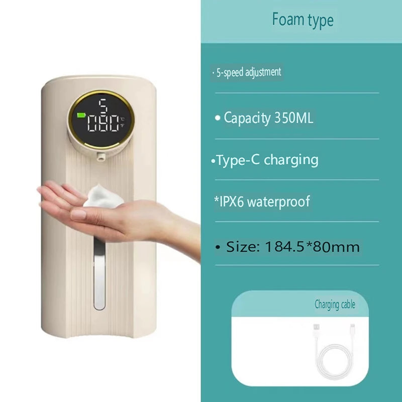 New Ipx6 Automatic Foam Soap Dispenser Kitchen Liquid Soap Dispenser Rechargeable Bathroom Infrared Motion Sensor Hand Sanitizer