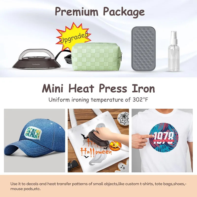 Electric Iron, Portable Electric Iron. 300W.Dry Ironing, Ceramic Base Plate, anti Sticking, Travel Iron，Easy to Store