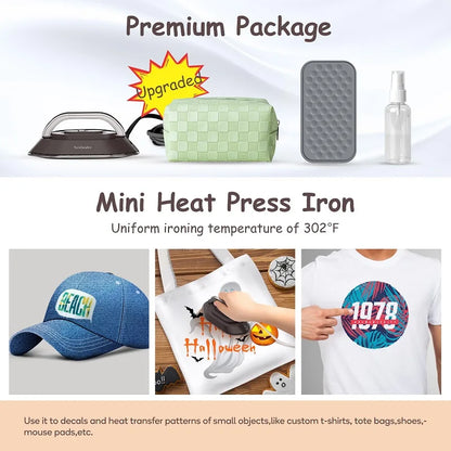 Electric Iron, Portable Electric Iron. 300W.Dry Ironing, Ceramic Base Plate, anti Sticking, Travel Iron，Easy to Store