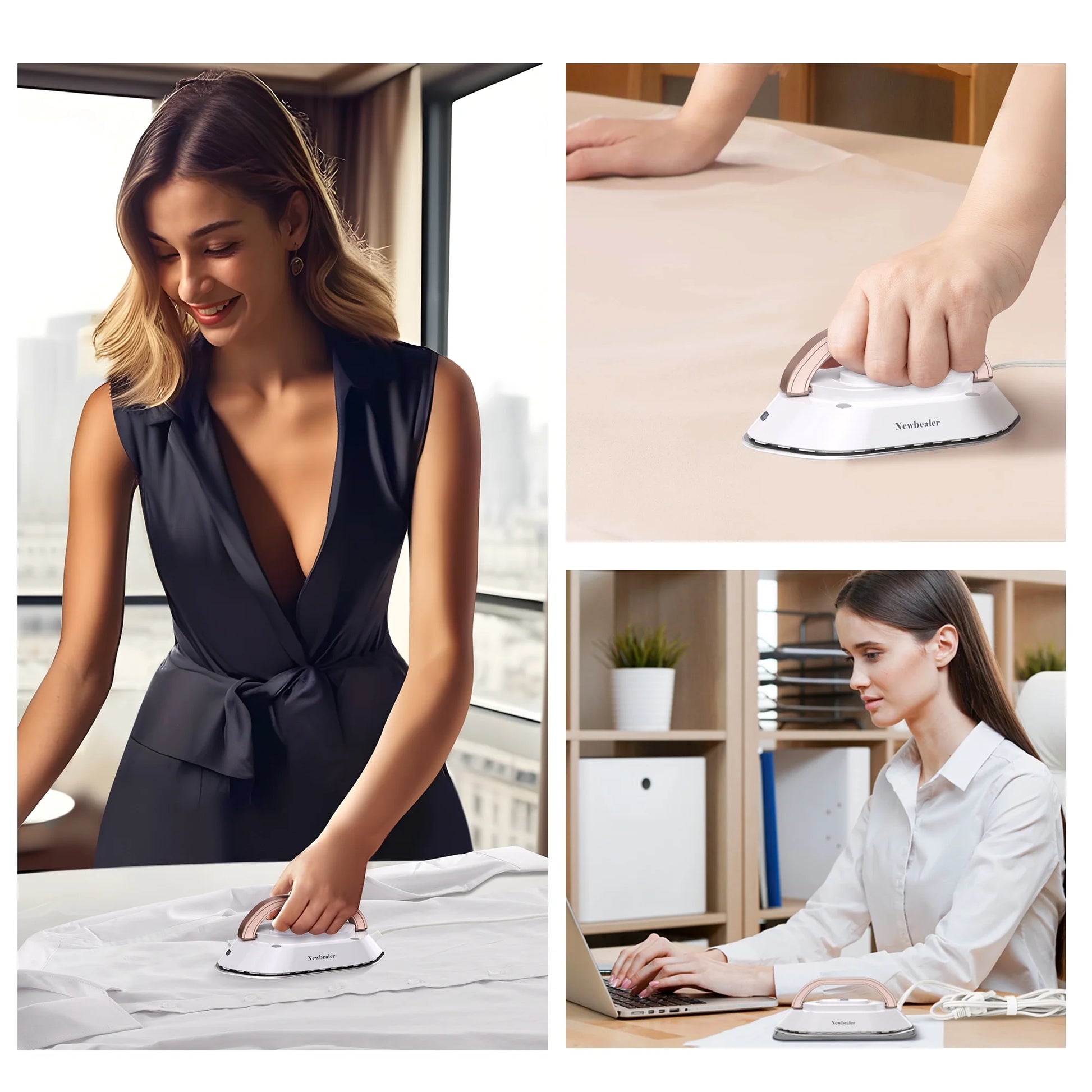 Dual Voltage Travel Iron - 100V-240V Portable Iron for Clothes,0.8Lb Ultra-Lightweight,Non-Stick Ceramic Soleplate, 302°F Mini Iron for Craft (Rose Gold)​