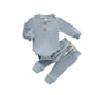 Infant Newborn Baby Girl Boy Spring Autumn Ribbed/Plaid Solid Clothes Sets Long Sleeve Bodysuits + Elastic Pants 2Pcs Outfits