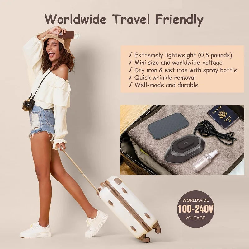 Electric Iron, Portable Electric Iron. 300W.Dry Ironing, Ceramic Base Plate, anti Sticking, Travel Iron，Easy to Store