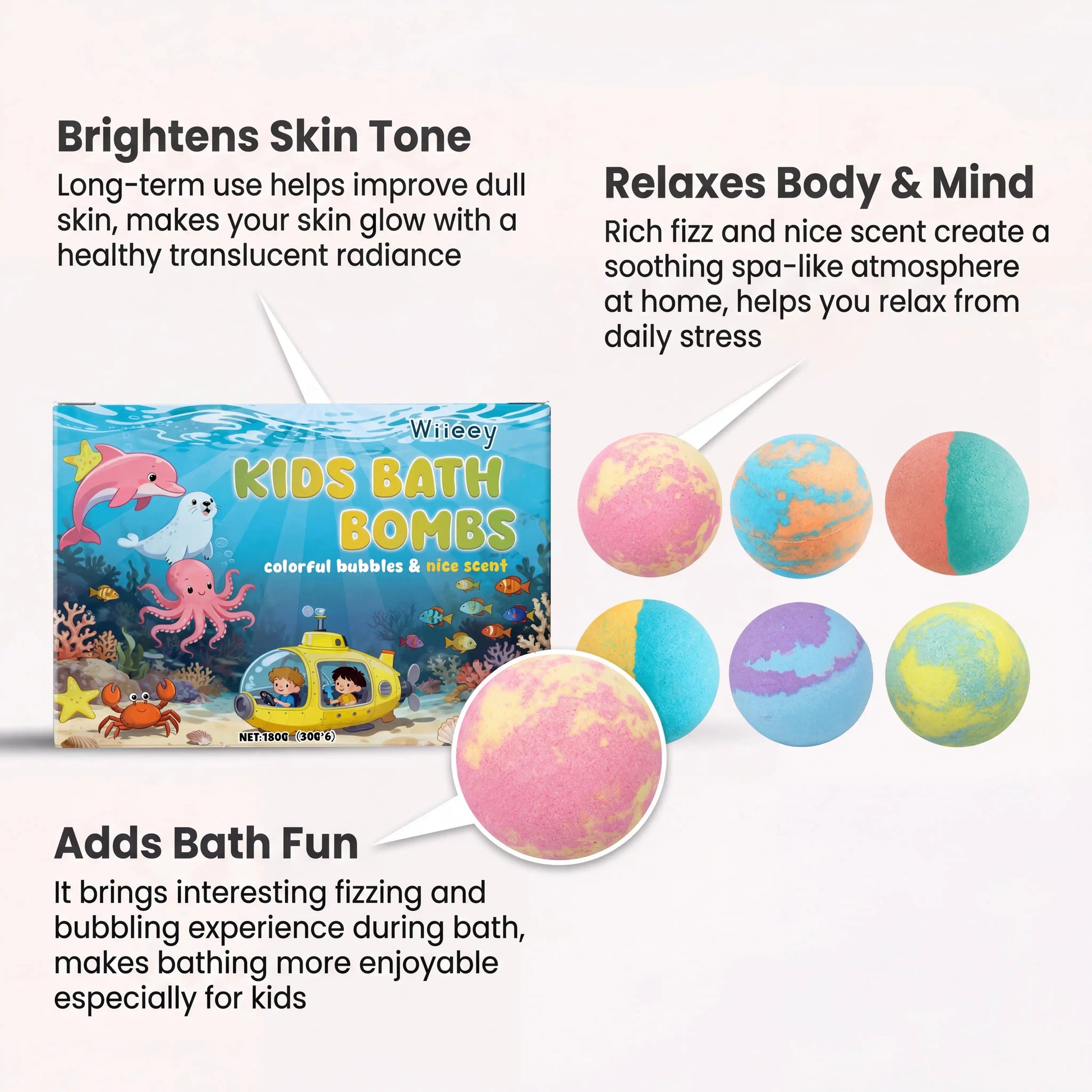 6Pcs Bath Bombs Set Premium Bombs Colorful Fizzy of inside Moisturizing Ingredients Birthday Gift