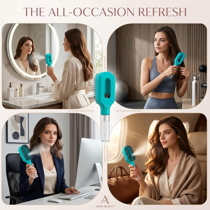 Hair Refresh Spray Brush, 2-In-1 Detangling Hairbrush with Fine Mist Sprayer, Instant Morning Hair Fix, No-Wash Styling Tool, Anti-Frizz & Static Control, Portable for Travel Gym Office