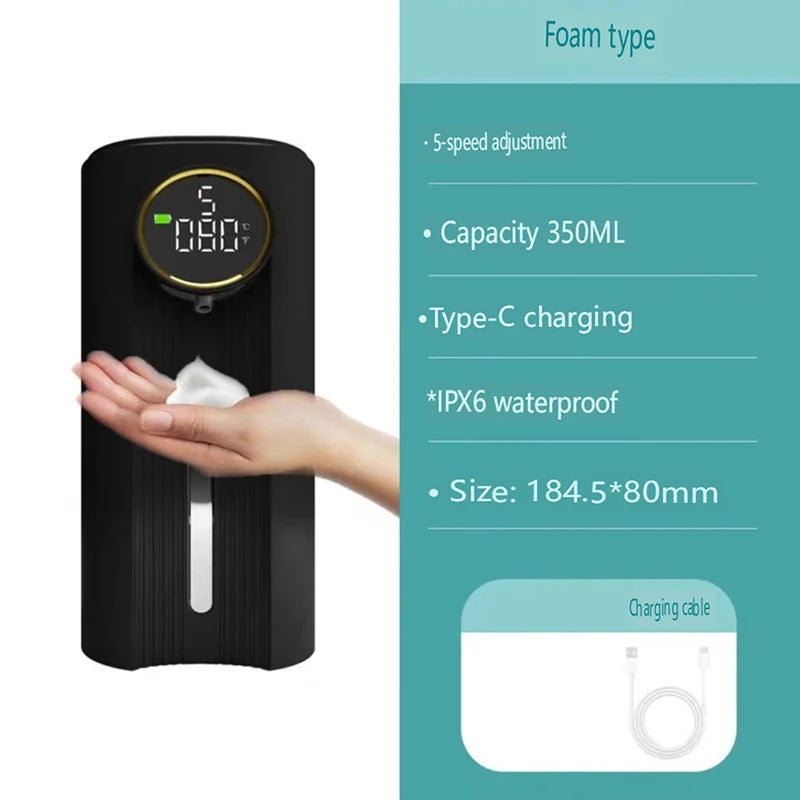 New Ipx6 Automatic Foam Soap Dispenser Kitchen Liquid Soap Dispenser Rechargeable Bathroom Infrared Motion Sensor Hand Sanitizer